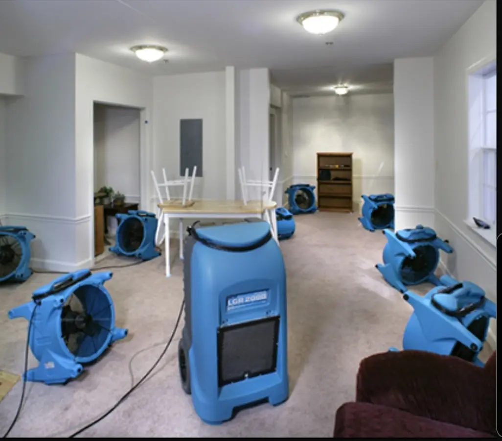 Air movers and dehumidifier setup for Water Damage Restoration in Loyalsock